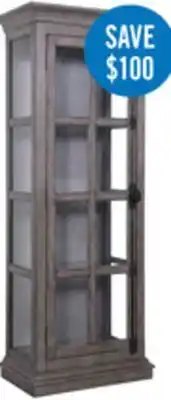 The Brick Scarlett 27.5 Curio Cabinet with Glass Shelves - Grey offer