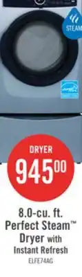 The Brick Electrolux 8 Cu. Ft. Electric Dryer with Steam - Glacier Blue - Stackable - ELFE743CAG offer