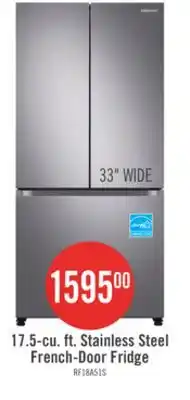 The Brick Samsung 33 17.5 Cu. Ft. Counter-Depth French-Door Refrigerator - Stainless Steel - RF18A5101SR/AA offer