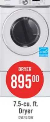 The Brick Samsung 7.5 Cu. Ft. Electric Dryer - White - Stackable - DVE45T6005W/AC offer