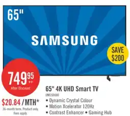 The Brick Samsung 65 4K UHD Edge Lit Dynamic Crystal Colour HDR10+ 60Hz Smart TV (UN65DU8000FXZC) offer