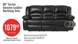 The Brick Toreno 86 Genuine Leather Reclining Sofa - Black offer