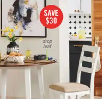 The Brick Bryn Drop-Leaf Dining Table, 42 Round - Two-Tone White & Brown offer