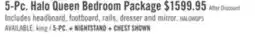 The Brick Halo 5pc Bedroom Set with Bed, Dresser & Mirror, LED, Glam, White - Queen Size offer