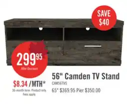 The Brick Camden 56 TV Stand with Storage and Cable Management for TVs up to 60 - Alabaster Oak offer