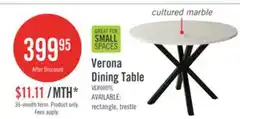 The Brick Verona Dining Table with Culture Marbled Top, Metal, Geometric Base, 42W Round - White offer