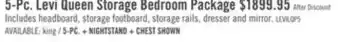 The Brick Levi 5pc Bedroom Set with Storage Bed, Dresser & Mirror, Wooden, Drift Grey - Queen Size offer