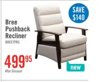 The Brick Bree 28.5 Linen-Look Fabric Pushback Reclining Accent Chair with Wood Armrests and Legs - Beige offer