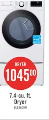 The Brick LG 7.4 Cu. Ft. Smart Electric Dryer - White - Stackable - DLE3600W offer