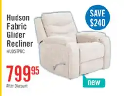 The Brick Hudson 40 Chenille Fabric Glider Reclining Chair with Dual Cupholders - Taupe offer