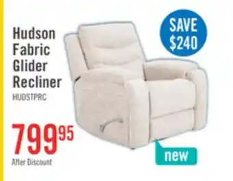 The Brick Hudson 40 Chenille Fabric Glider Reclining Chair with Dual Cupholders - Taupe offer