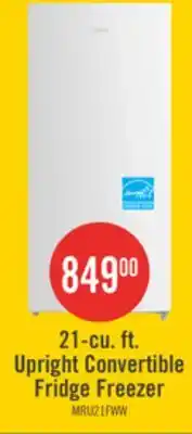 The Brick Midea 21 Cu. Ft. Convertible 2-in-1 Upright Refrigerator-Freezer - White - MRU21F6AWW offer
