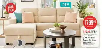 The Brick Meadow 2-Piece Left-Facing Chenille Fabric Power Reclining Sectional with Storage Chaise - Taupe offer
