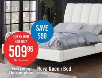 The Brick Nova Upholstered Platform Bed in White Vegan-Leather Fabric - Queen Size offer