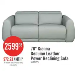 The Brick Gianna 76 Genuine Leather Power Reclining Sofa with Power Headrests and USB Ports - Spa Blue offer