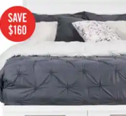 The Brick Olivia Platform Storage Bed with Headboard & Frame, Made in Canada, White - Queen Size offer