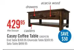 The Brick Casey 48 Rustic Coffee Table with Storage, Shelf and Casters - Brown Wood offer