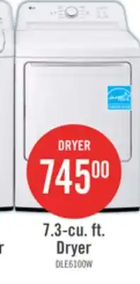 The Brick LG 7.3 Cu. Ft. Electric Dryer - White - DLE6100W offer