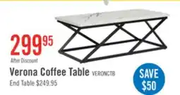 The Brick Verona 47.25 Modern Coffee Table - White Marble Look with Black Metal Base offer