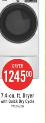 The Brick Whirlpool 7.4 Cu. Ft. Smart Electric Dryer with Wrinkle Shield - White - YWED5720RW offer