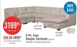 The Brick Envy 5-Piece Right-Facing Chenille Fabric Sleeper Sectional with Storage Chaise - Almond Beige offer