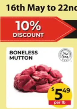 Food World Supermarket BONELESS MUTTON offer