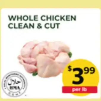 Food World Supermarket WHOLE CHICKEN CLEAN & CUT offer
