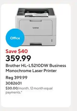 Staples Brother HL-L5210DW Business Monochrome Laser Printer offer