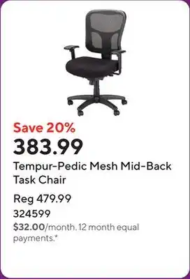 Staples Tempur-Pedic Mesh Mid-Back Task Chair offer