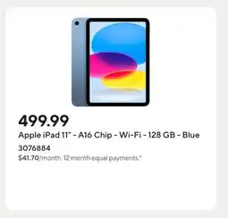 Staples Apple iPad 11 - A16 Chip - Wi-Fi - 128 GB - Blue offer