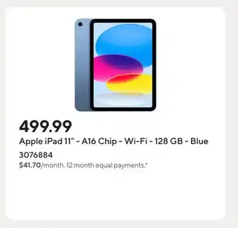Staples Apple iPad 11 - A16 Chip - Wi-Fi - 128 GB - Blue offer