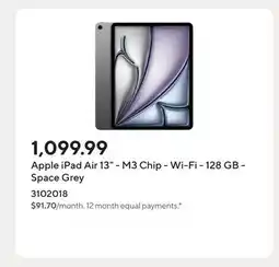 Staples Apple iPad Air 13 - M3 Chip - Wi-Fi - 128 GB - Space Grey offer