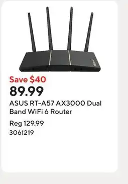 Staples ASUS RT-A57 AX3000 Dual Band WiFi 6 Router offer