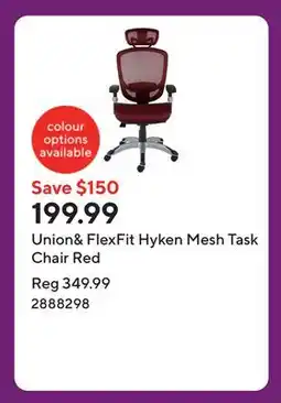 Staples Union& FlexFit Hyken Mesh Task Chair Red offer