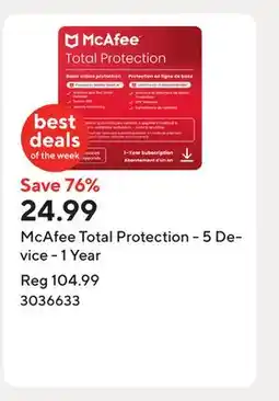 Staples McAfee Total Protection - 5 Device - 1 Year offer