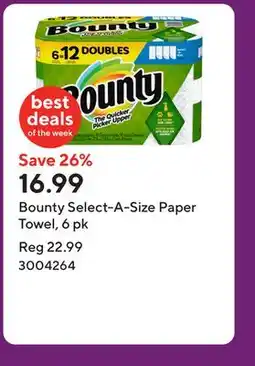 Staples Bounty Select-A-Size Paper Towel, 6 pk offer