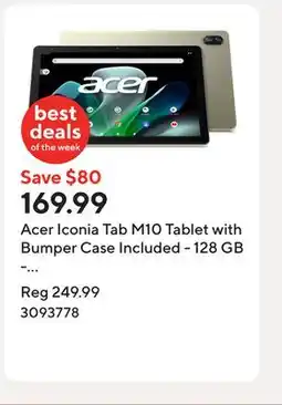 Staples Acer Iconia Tab M10 Tablet with Bumper Case Included - 128 GB - Champagne offer