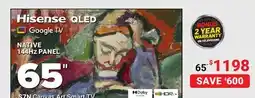 Visions Electronics Hisense 65 QLED NATIVE 144Hz PANEL S7N Canvas Art Smart TV offer