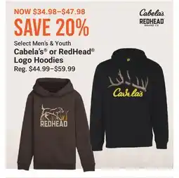 Cabela's Select Men's & Youth Cabela's or RedHead Logo Hoodies offer