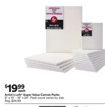 Michaels Artist's Loft Super Value Canvas Packs offer