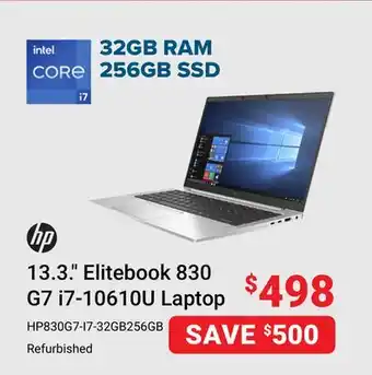 Visions Electronics hp 13.3. Elitebook 830 G7 i7-10610U Laptop offer