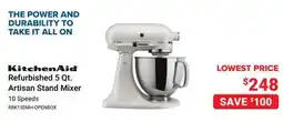 Visions Electronics KitchenAid Refurbished 5 Qt. Artisan Stand Mixer offer