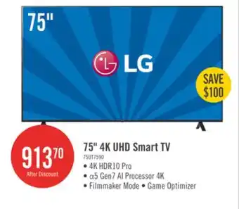 The Brick LG 75 4K UHD HDR10+ HGiG 60Hz webOS Smart TV (75UT7590PUA) offer