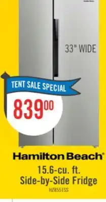 The Brick Hamilton Beach 15.6 Cu. Ft. Side-by-Side Refrigerator - HZ8551 offer