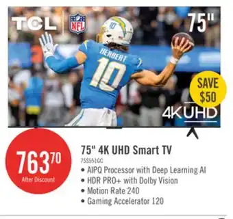 The Brick TCL 75 4K UHD LED HDR Pro+ 60Hz Google Smart TV (75S551G-CA) offer