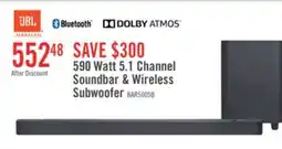 The Brick JBL 5.1 CH Dolby Atmos Multibeam Surround Sound Soundbar with Wireless Subwoofer (JBLBAR500PROBLKAM) offer
