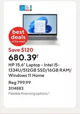 Staples HP 15.6 Laptop - Intel i5-1334U/512GB SSD/16GB RAM/Windows 11 Home offer
