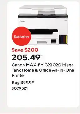 Staples Canon MAXIFY GX1020 MegaTank Home & Office All-In-One Printer offer