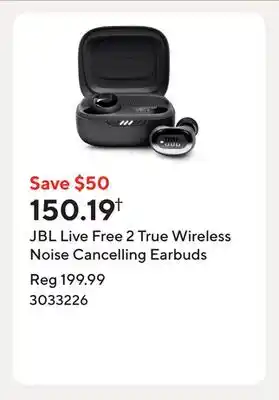 Staples JBL Live Free 2 True Wireless Noise Cancelling Earbuds offer