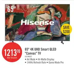 The Brick Hisense 65 Canvas QLED 4K HDR10+ Dolby Vision 144Hz Google Smart TV (65S7N) offer